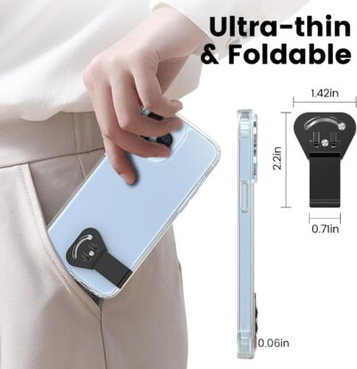OUTXE 2 Pack Ultra-Thin Phone Kickstand, Universal Kickstand for Phone case Vertical/Horizontal Metal Rotatable Phone Stand for Desk for iPhone 15/14/13/12/11 Mini Plus Pro Max, Galaxy S24 - Black - 이미지 2
