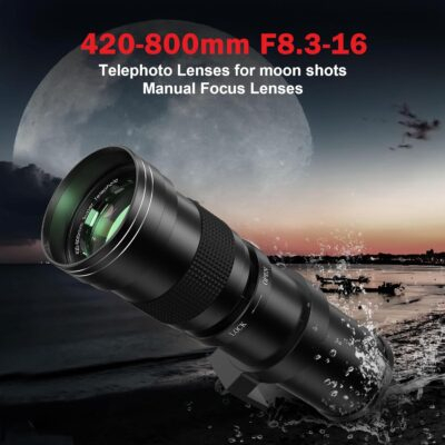 Telephoto Lens 420-800mm, EF Lens for Canon, Super Telephoto Lens + T-Mount for Canon EOS Rebel SL3 SL2 T8i T7i T7 T6 T6s T6i 1D 5D 6D 90D 80D 77D 4000D DSLR Camera Lenses - 이미지 2