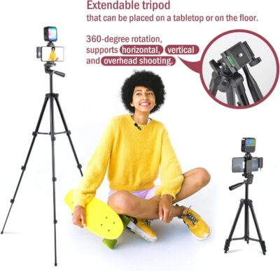 iPhone Vlogging Kit with Tripod, Wireless Microphone, RGB Fill-in Light, Remote for YouTube Content Creators - 이미지 5