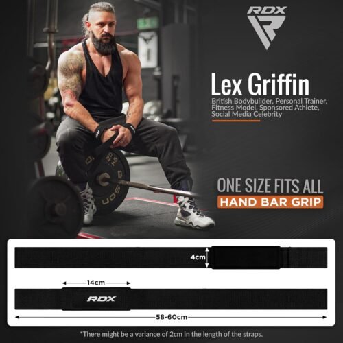 RDX Weight Lifting Straps Deadlifting Powerlifting, 5MM Neoprene Wrist Support, Anti Slip 60CM Hand Bar Grip, Heavy Duty Bodybuilding Weightlifting Workout, Soft Cotton, Strength Training Gym Fitness - 이미지 6