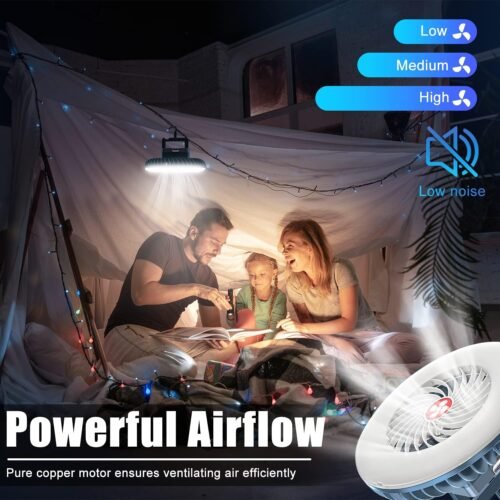 Portable Camping Fan with LED Lantern XTAUTO USB Rechargeable Waterproof Tent Fan with Hanging Hook Magnet Survival Kits for Indoor Outdoor Hiking Car Office Desk Outdoor Emergency Power Outage 2-pack - 이미지 2