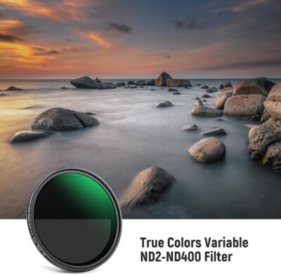NEEWER 82mm True Color Variable ND2-ND400 Filter, Hard Stops Adjustable Neutral Density VND Filter with Multi Coated HD Optical Glass/Aluminum Frame/Water Repellent/Scratch Resistant - 이미지 2