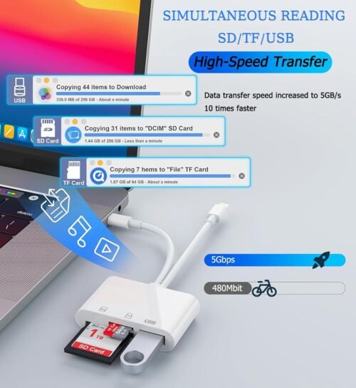 "Ultimate Dual-Port SD Card Reader: Effortless Memory Transfer for iPhone, iPad & More!" - 이미지 3