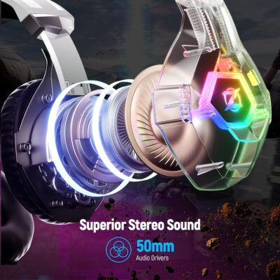 Gaming Headset for PC, Ps4, Ps5, Xbox Headset with 7.1 Surround Sound, Gaming Headphones with Noise Cancelling Mic, Over Ear Headphones for Switch, GEM Box, Atari 2600 System, Sega Game Gear - 이미지 3