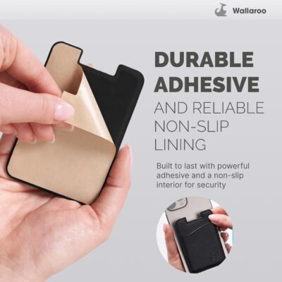 Wallaroo Premium Leather Cell Phone Wallet Stick On - Android and iPhone Wallet and Card Holder for Women and Men - Durable with Non-Slip Lining Secures Up to 3 Cards - 이미지 6