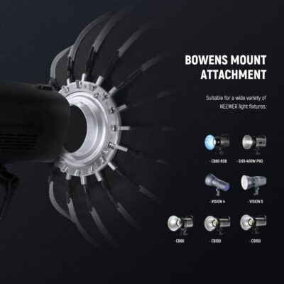 NEEWER 33inch/85cm Parabolic Softbox Quick Set up Quick Folding, with Diffusers/Honeycomb Grid/Bag, Compatible with Aputure 120d Light Dome Godox sl60w NEEWER RGB CB60 and Other Bowens Mount Lights - 이미지 6