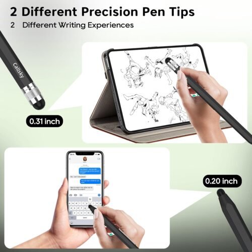 Stylus Pens for Touchscreen, 2 Size Rubber Tips Stylus Pen with Metal Hexagonal Barrel, Compatible for iPad iPhone Chromebook and Android Tablets, Suit for All Touch Screen Devices 5 Pcs 10 Tips - 이미지 5