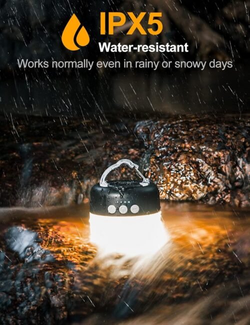 LED Camping Lantern Rechargeable 1000LM, Up to 300H Running Time Camping Tent Light, 6700mAh Emergency Hanging Light for Hurricane, Power Outages, Home, Hiking, Water-Resistant, Black - 이미지 5