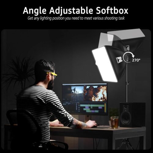Softbox Lighting Kit, NiceVeedi 16'' x 16'' Softbox Photography Lighting Kit with 63” Tripod Stand & 5400K 450W Equivalent LED Bulb, Continuous Lighting for Photography/Video Record/Live Streaming - 이미지 3