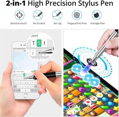 Capacitive Stylus Pen (4 Pack), Universal Stylist Pens 2 in 1 Precision Series Fine Point Disc Touch Screen for iPhone/iPad/Android/Tablet and All Screens - 이미지 3