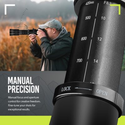 High-Power 420-1600mm f/8.3 Manual Telephoto Zoom Lens for Canon EOS R, EOS R3, EOS R5, EOS R6, EOS R6 II, EOS R7, EOS R8, EOS R10, EOS R50, EOS R100, EOS RP Mirrorless Cameras - 이미지 4