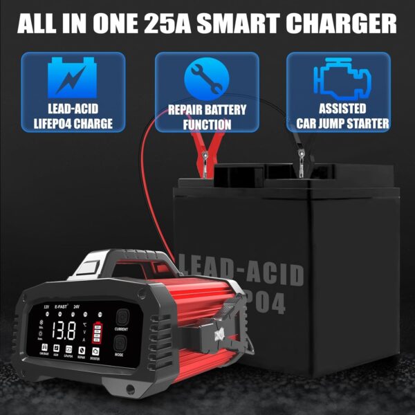 E-FAST 25A Multifunctional Battery Charger: The Ultimate Solution for Cars, Trucks, and More! - Image 2