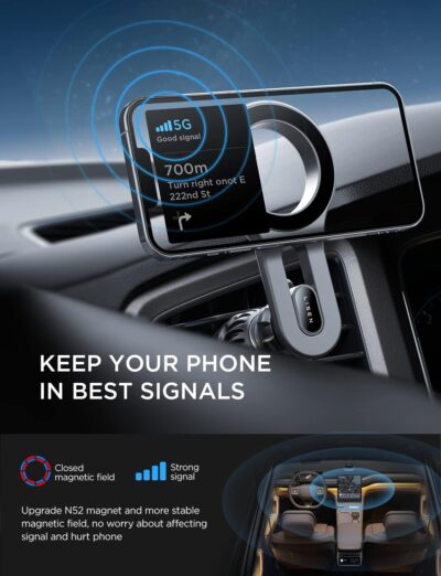 LISEN for iPhone 16 MagSafe Car Mount, [Quick Install] Magnetic Car Phone Holder Vent, Jeep Truck Accessories Gifts for Men Women Him Her, Fit for iPhone 16 Pro/Pro Max 15 14 13 12 Samsung Edge S25 - 이미지 9