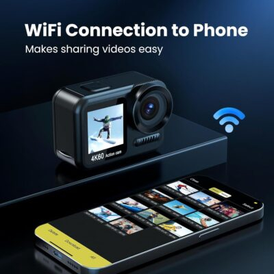 Upgrade 4K60FPS WiFi Action Camera 64MP Waterproof Camera with Touch Rear Screen, 8X Zoom Underwater Camera Snorkeling 65FT No Need a Waterproof Case with 64GB Card, Ideal for Travel Sports Vlog - 이미지 5