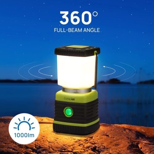 LED Camping Lantern, Consciot Battery Powered Camping Lights, 1000LM, 4 Light Modes, IPX4 Waterproof Tent Lights, Portable Flashlight for Power Outages, Emergency, Hurricane, Hiking, 2-Pack - 이미지 2