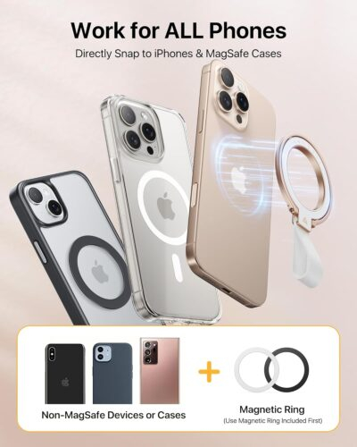 andobil [2025 Unrivaled Stability] Magnetic Phone Grip Holder for MagSafe Ring Stand Holder Kickstand Compatible with MagSafe Accessories for iPhone 16 Pro Max Plus iPhone15/14/13/12&Android,Rosegold - 이미지 6