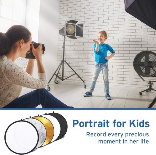 Etekcity 24" (60cm) 5-in-1 Photography Reflector, Multi-Disc Light Reflectors for Photography, Collapsible with Bag - Translucent, Silver, Gold, White and Black - 이미지 5