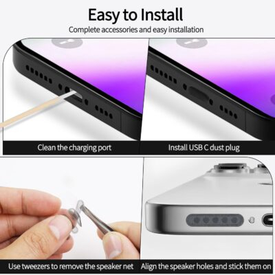 57 Pack USB C Dust Plug, Compatible iPhone 16、14、13、12、11、Series, Applicable to a of USB C Device Models, Dust-Proof Sticker Protective Cover Dust Plug Cleaning Brush Set - 이미지 4