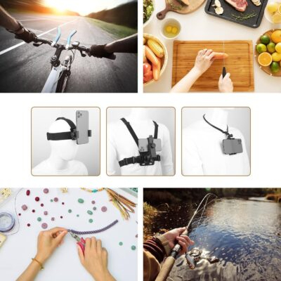 Phone Strap Mount Set,ChromLives Phone Chest Strap Mount +Phone Head Mount+Phone Neck Holder,3 in 1 Hands Free Phone Holder for Neck Head Chest Compatible with iPhone,Gopro Hero and More - 이미지 6