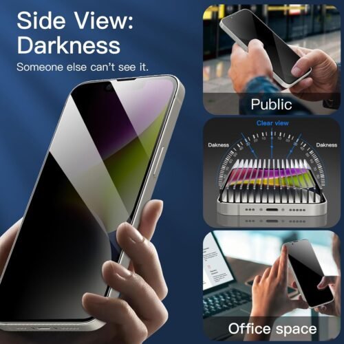 NEW'C 3 Pack Privacy for iPhone 14, iPhone 13, iPhone 13 Pro Screen Protector (6.1 inches), Enhanced 28-Degree Privacy Angle, Ultra Durable 9H Hardness, Bubble-Free - 이미지 8