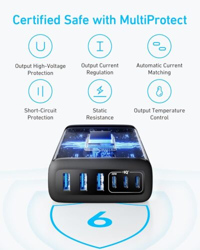 Anker Desktop Charger, Fast Charging USB C Charger, 112W Max 6-Port Charging Station, for iPhone, iPad, MacBook, Samsung and More (Cable Not Included) - 이미지 7