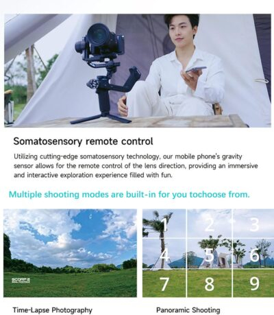 FeiyuTech SCORP 2 KIT Gimbal Stabilizer for DSLR and Mirrorless Camera,Built-in AI Tracking,3-Axis Gimbal for Sony/Canon/Nikon/Fujifilm, Max 5.51lbs,Touch Screen, Native Vertical Shooting with Case - 이미지 7