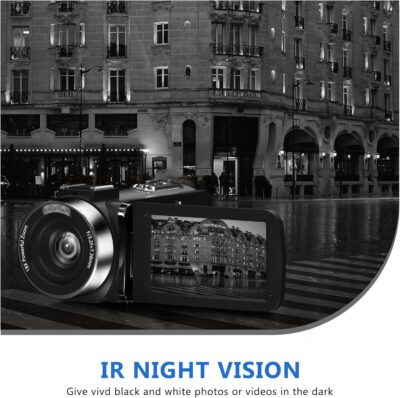 Video Camera 8k Camcorder 48MP UHD WiFi IR Night Vision Vlogging Camera for YouTube, 18X Digital Zoom 3.0“ LCD Screen Digital Camera with Microphone, 32G SD Card, Remote Control and 2 Batteries - 이미지 4