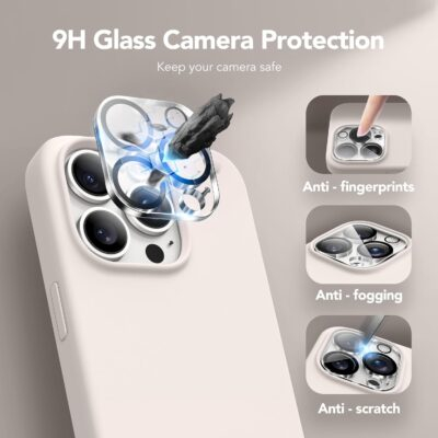 GONEZ for iPhone 14 Pro Max Case Silicone, Compatible with MagSafe, with Screen Protector + Camera Lens Protector, Liquid Silicone Shockproof Protective iPhone 14 ProMax Case 6.7", Stone - 이미지 5