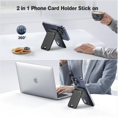Mag-Safe Wallet Magnetic Wallet for iPhone Lightweight Magnetic Phone Wallet Stand Adjustable Leather Magnetic Card Holder for iPhone 16/15/14/13/12 Series, Not for iPhone 13/12 Mini (Black) - 이미지 4