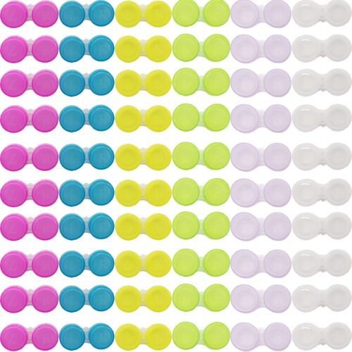 60PCS Contact Lens Cases Contact Lens Holder Box Left/Right Eyes Contact Lens Container, 6 Colors