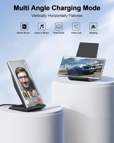 Fast Wireless Charger, [2 Pack] NANAMI Qi Certified Wireless Charging Stand Compatible iPhone 16/16 Pro/16 Pro Max/15/14/13/12/11 Pro, Phone Charger for Galaxy S25/S24/S23/S22/S21 and Qi-Enabled Phone - 이미지 4