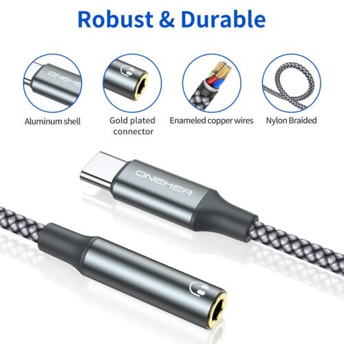 USB Type C to 3.5mm Headphone Jack Adapter, (2-Pack) USB C to Aux Female Audio Dongle Cable Cord Compatible with iPhone 16/15 Pro/15 Plus/15 Pro Max,iPad Pro,MacBook, Samsung Galaxy S24 S23 S22 - 이미지 4