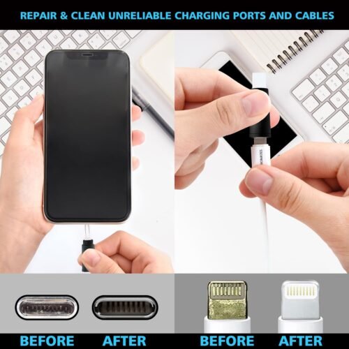 Cleaner Kit for AirPod, Multi-Tool iPhone Cleaning Kit, Cell Phone Cleaning Repair & Recovery iPhone and iPad (Type C) Charging Port, Lightning Cables, and Connectors, Easy to Store and Carry Design - 이미지 5