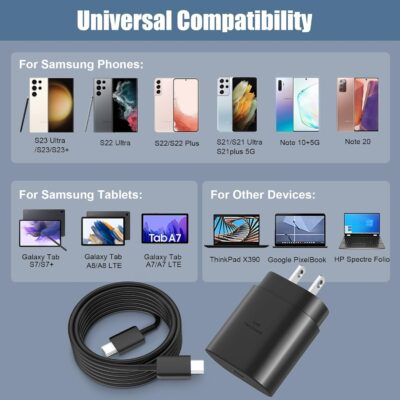 S25 S24 S23 S22 Ultra Samsung Charger Fast Charging,25W Android Phone Charger Cord Type C Block & Super Fast Charger USB C Cable 10Ft for Samsung Galaxy S25/S24/S23/S22/S21/S20/Plus/Ultra/FE,2 Pack - 이미지 5