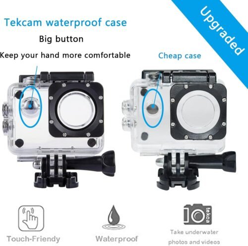 Action Camera Waterproof Housing Case Compatible with AKASO EK7000 /SJCAM SJ4000/Apexcam M80AIR/Vemont/HLS/WOLFANG GA100/Pro Xtreme Action Camera Replacement Protective Case Underwater Diving Shell - 이미지 3