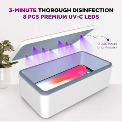 UV light Sanitizer Box, phone sanitizer with wireless charging, ultra-powerful 8 UV-C Sterilizer machine for Phone Toothbrush Nail Tools Jewelry and more - 이미지 5