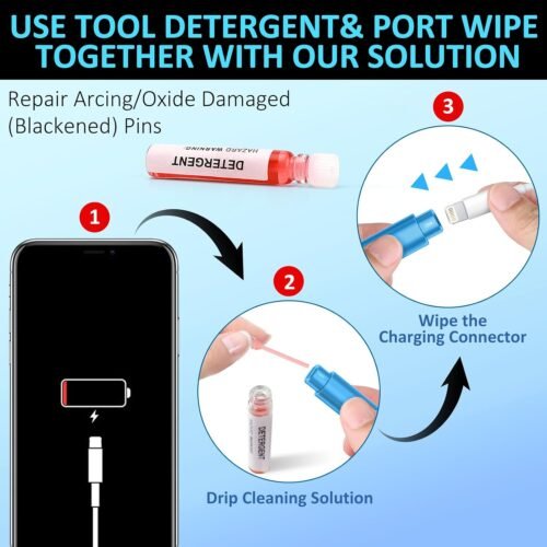 iPhone Cleaning Kit for Charging Port Cleaner, Multi-Tool iPhone Cleaner Repair Lightning Cables, Phone Cleaning Kit for iPhone, iPad, Connectors, Speaker, Airpod Cleaner Kit, Light Blue - 이미지 6