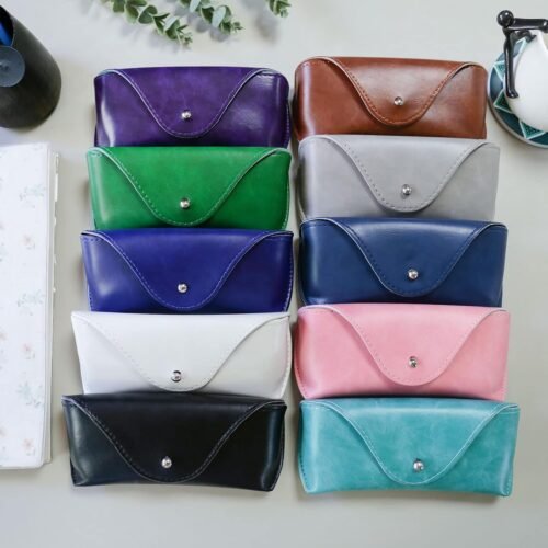 Portable Leather Glasses Case,Flexible Sunglasses Pouch Slim Case for Women Men Horizontal Eyeglass Case - 이미지 9