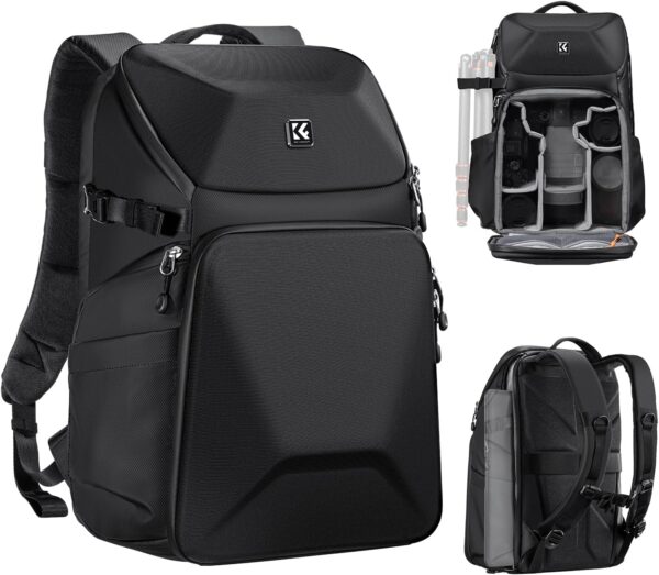 Adventure-Ready: K&F Concept 20L Hard Shell Camera Backpack with Tripod & Laptop Space