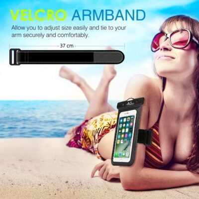 MoKo Waterproof Phone Pouch Holder, Cellphone Case Dry Bag with Lanyard Armband Compatible with iPhone 14 13 12 11 Pro Max, Samsung S21/S20/S10, Black - 이미지 8