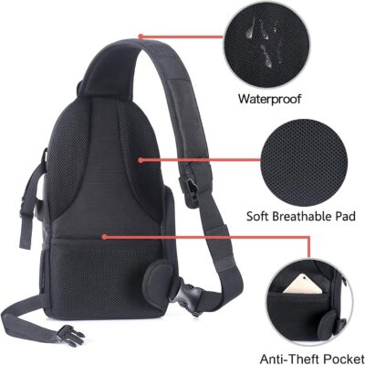 MOSISO Camera Sling Bag, DSLR/SLR/Mirrorless Camera Backpack Case Shockproof Photography Backpack with Tripod Holder & Removable Modular Inserts Compatible with Canon/Nikon/Sony/Fuji - 이미지 4