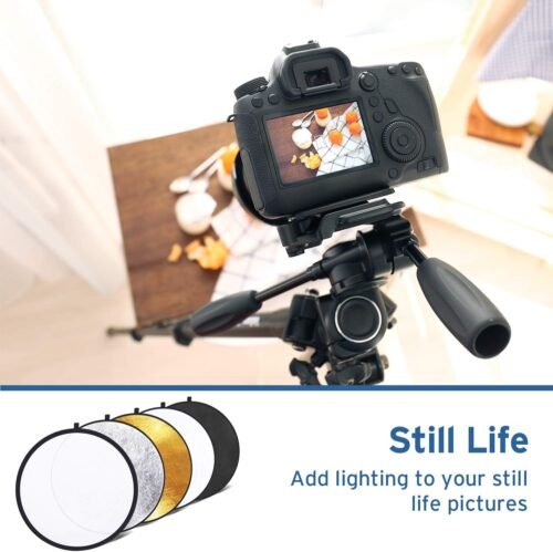 Etekcity 24" (60cm) 5-in-1 Photography Reflector, Multi-Disc Light Reflectors for Photography, Collapsible with Bag - Translucent, Silver, Gold, White and Black - 이미지 6