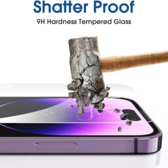 amFilm Easiest Installation OneTouch for iPhone 14 Pro [6.1 Inch] Screen Protector Tempered Glass, Auto-Alignment Tech, Bubble Free and Full Coverage Case Friendly, Anti-Scratch 2 Pack - 이미지 6