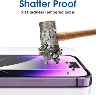amFilm Easiest Installation OneTouch for iPhone 14 Pro [6.1 Inch] Screen Protector Tempered Glass, Auto-Alignment Tech, Bubble Free and Full Coverage Case Friendly, Anti-Scratch 2 Pack - 이미지 6