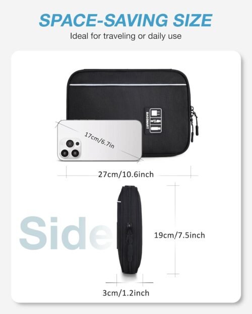 BAGSMART Electronics Travel Organizer Case, Tech Accessories Cord Storage Bag for Phone, Power Bank, SD Card, Cables, Black - 이미지 5