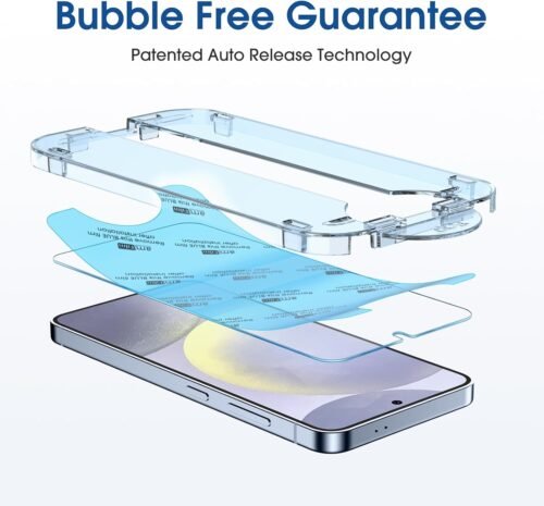 amFilm Auto-Alignment OneTouch for Samsung Galaxy S24+ Plus 6.7" Screen Protector + Camera Lens Protector, Tempered Glass, 30 seconds Installation, Bubble Free, Case Friendly, Anti-Scratch [2+2 Pack] - 이미지 3