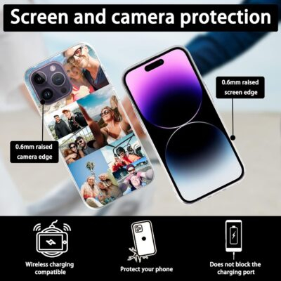Personalized Custom Phone Cases,Compatible with iPhone 14 13 12 11 Pro Max Mini Plus XR X Create Your Own Picture Phone Case with Photos,Suitable for Family,Friends and Gift Giving (7 Photos) - 이미지 3