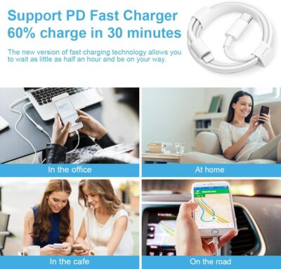 iPhone Fast Charger 3+3Pack 20W USB C Wall Charger with 6FT Fast Charging Cable Compatible with iPhone 14/13/12/11/Pro/Pro Max - 이미지 6