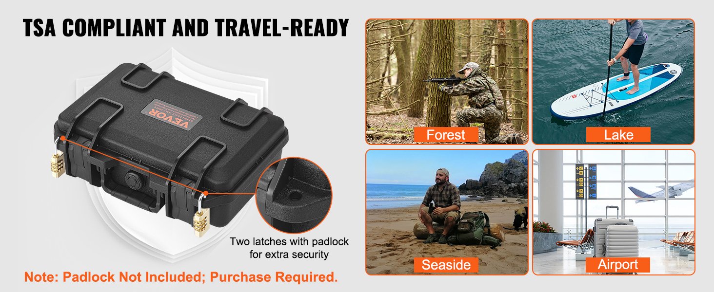 VEVOR Hard Pistol Cases with Pre-cut PU Foam, Waterproof & Dustproof Hard Gun Case for 1 Pistol, 12.59×9.01×4.4 in Lockable Pistol Case, Black 14 VEVOR Hard Pistol Cases with Pre-cut PU Foam, Waterproof & Dustproof Hard Gun Case for 1 Pistol, 12.59×9.01×4.4 in Lockable Pistol Case, Black-