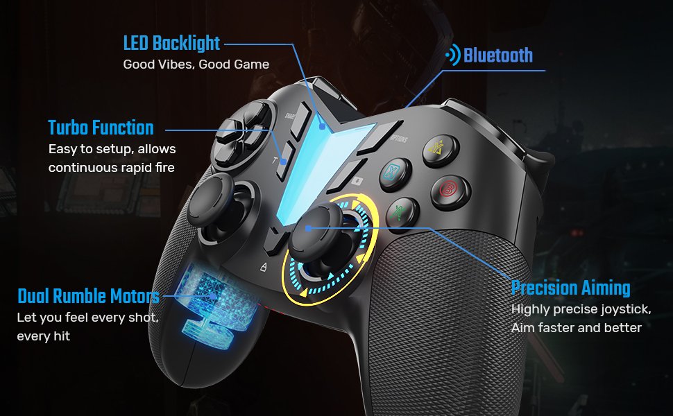 Mobile Game Controller Compatible with iPhone iPad(Ver.13 or Later, Only for MFi Games) / Android Smart Phone(Just for Ver.10) / PS4, ONE Pro Wireless Gaming Gamepad Joystick - Black 12 Mobile Game Controller Compatible with iPhone iPad(Ver.13 or Later, Only for MFi Games) / Android Smart Phone(Just for Ver.10) / PS4, ONE Pro Wireless Gaming Gamepad Joystick - Black-